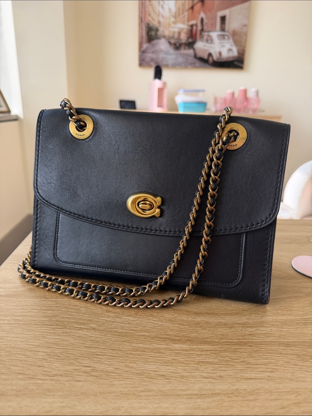 Coach 26852 calf leather parker convertible shoulder bag